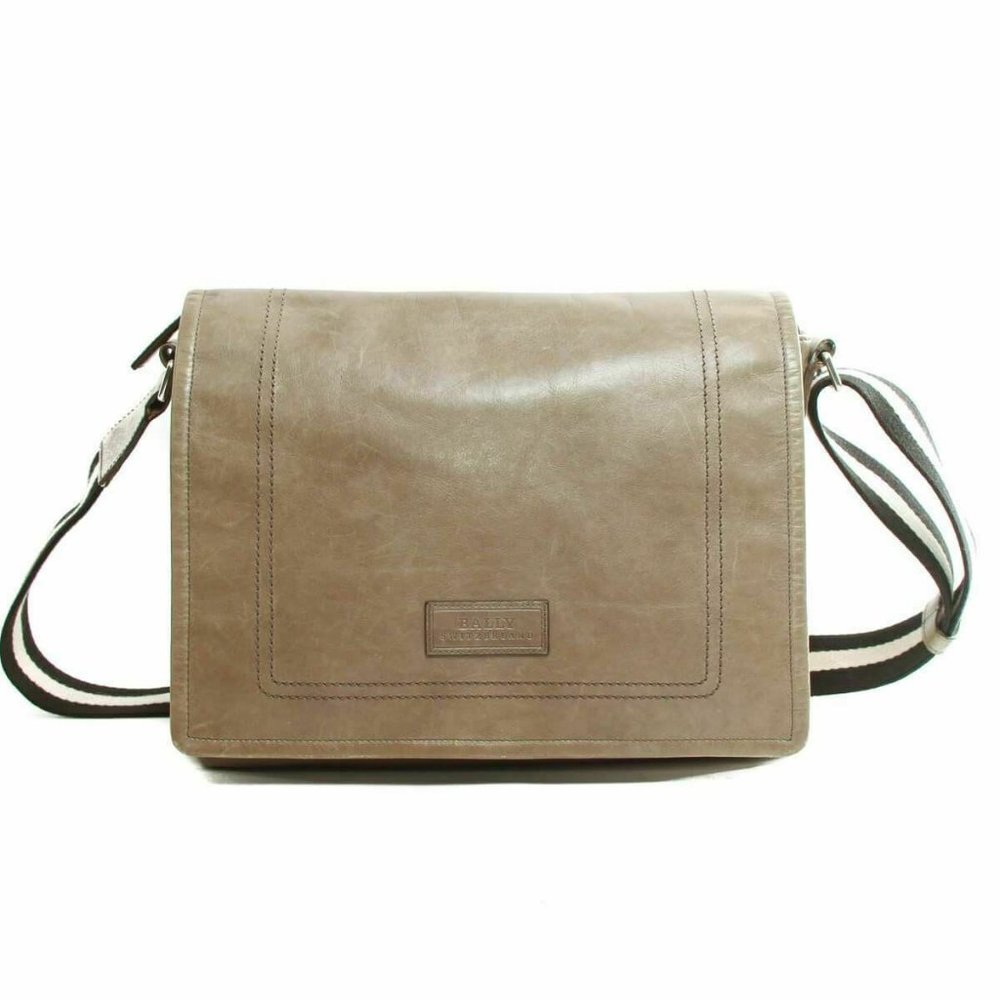 Bally Grey leather crossbody messenger bag